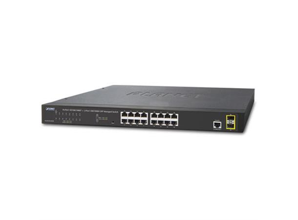 Switch 16-port 10/100/1000B/Tx + 2xSFP Planet: Managed IPv4/IPv6, SFP100/1000 